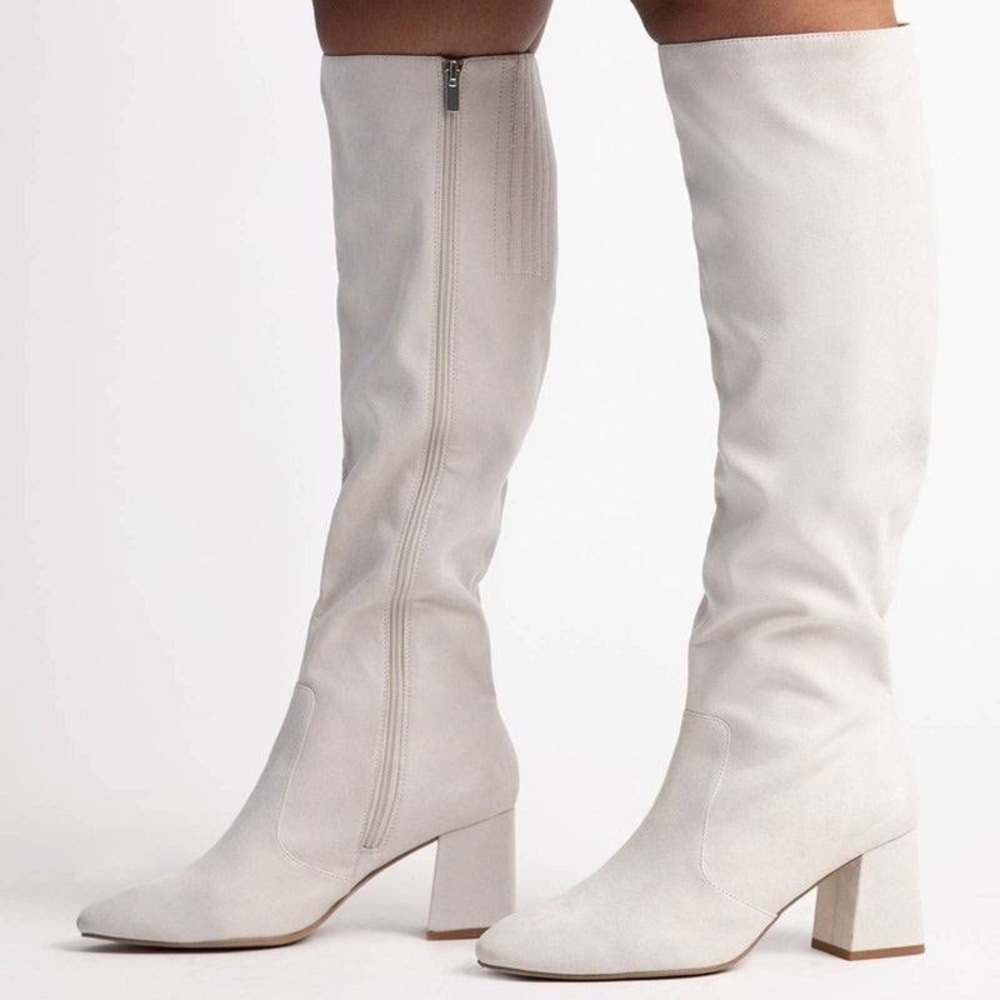 Eloquii Lane White Knee High Wide Calf Boots Size 9